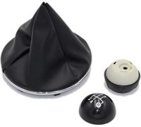 Auitoer Pommeau de levier de vitesse de course Housse de protection coffre rechange en cuir noir brillant pour Fiat 500 500C(5 Speed Set)