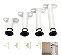 AUJLKJOUV 4 Pièces Blanc Metallique Remplacement Meubles Pieds pour Sommier à Lattes Centrales,avec languettes de Liaison,Réglable Jambe de Support de armoires pour Cadre de lit (8-12cm)
