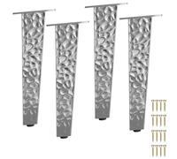 AUJLKJOUV 4 Pièces Pieds Meuble TV,Jambe de Canapé de Métal Table,pour Salon,Chambre,Rangement,Bureau,Banc Buffet Bas,Armoire,Argent