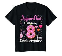 Aujourd'hui C'est Mon 8 ème Anniversaire 8 Ans Fille Donuts T-Shirt