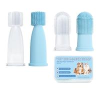 Aujzoo Lot de 4 brosses à dents pour chien et chat - Brosse à dents en silicone - 360º