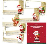 Aujzoo Lot de 60 étiquettes autocollantes (65 x 45 mm) pour cadeaux de Noël