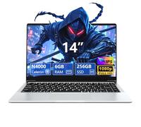 AUKABREX Ordinateur Portable Win 11 Pro OS, 14,1 Pouces PC Portable Celeron N4000 CPU, PC Portable 6Go RAM 256Go SSD, Laptop 180°Flip 1080P IPS Écran, WiFi/USB 3.0/BT4.2/Mini-HDMI/TF Card Slot/Webcam