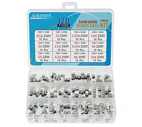 AUKENIEN 12 Valeurs 120 Pièces 250V Fusible à action lente en Verre Temporisé T 0,5A 1A 1,25A 1,6A 2A 2,5A 3,15A 4A 5A 6,3A 8A 10A 250V 5x20mm 0,2x0,78pouce Kit D'assortiment de Fusibles Maison