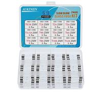 AUKENIEN 12 Valeurs 60pcs 250V 6x30 6,3x32 MM Fusible à action Lente en Verre Temporisé T 0.5A 1A 2A 3A 3.15A 4A 5A 6A 7A 8A 10A 12A Temporisation Fusibles Assortis