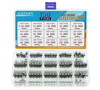AUKENIEN 15 Valeurs 150 Pièces 250V 6x30mm Fusible Verre 0,5A 1A 1,5A 2A 2,5A 3A 5A 6A 7A 8A 10A 15A 20A 25A 30A Ampère Kit D'assortiment de Fusibles en Voiture à Fusion Rapide pour Électroménager