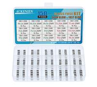 AUKENIEN 15 Valeurs 150 Pièces Fusible en Verre 5x20 mm Fusibles à Fusion Rapide F 0,1A 0,25A 0,5A 1A 1,5A 4A 5A 8A 10A Fusible à Action Lente en Verre Temporisé T 1,25A 1,6A 2A 3,15A 5A 6,3A 250V
