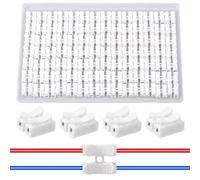 AUKENIEN 2P CH-2 Bornier Connecteur Rapide CH2 Domino Electricite Borne de Connexion Électrique Ressort Connecteurs Électriques 2 Fils Pince Câble Blanches (100Pièces)