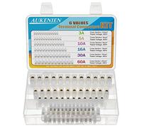 AUKENIEN 6 Valeurs Blocs de Jonction Électriques Kit 3A 5A 10A 15A 30A 60A Bornes a Vis Double Rangée Barrière Électrique Connecteur Rapide à 12 Borniers 3 5 10 15 30 60 A Borne Blanche