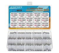AUKENIEN 6X30MM Fusible Ceramique 15 Valeurs 0,5A 1A 1,6A 2A 2,5A 3A 3,15A 4A 5A 6,3A 8A 10A 12A 15A 20A 250V 75 Pièces 6X30 MM 250 Volts Kit Fusibles Céramique Fusion Rapide