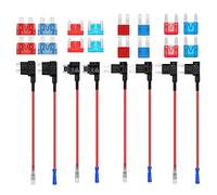 AUKENIEN Porte Fusible Voiture Adaptateur 4 Types Add A Circuit Prise Fusibles 12V Automobile Piggyback avec Standard Mini Micro Micro2 10A 15A Lame Fusibles pour Auto Moto Camion