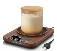 Aukimo Récipient chauffant pour levain, plaque chauffante précise avec thermostat de 21 à 38°C, minuterie 12H, fonction automatique d'allumage/éteignement avec mémoire, idéal pour la fabrication