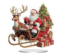 Aukojoy 2D Impression de Noël plate DIY Table Top Diamond Painting Ornement Kits Foret partiel 5D DIY Diamond Art Tabletop Decorations Diamond Painting Kit d'ornements de bureau pour la maison et le