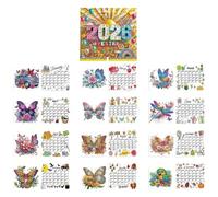Aukojoy Calendrier 2026 Diamond Painting - Calendrier de table - Calendrier de bureau de Noël - Calendrier de table mensuel à rabat - Pour bricolage, bricolage, fête, cadeau de fête - Peinture diamant
