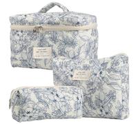 Aukojoy Ensemble de maquillage floral de grande capacité 3 pièces Trousse de toilette de voyage Organisateur pratique Trousse de toilette douce, e, 9.84 x 7.48 x 1.57Zoll, Fashion