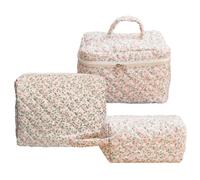 Aukojoy Ensemble de maquillage floral de grande capacité 3 pièces Trousse de toilette de voyage Organisateur pratique Trousse de toilette douce, d, 9.84 x 7.48 x 1.57Zoll, Fashion