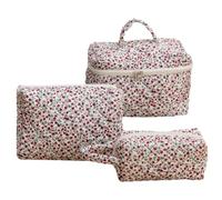 Aukojoy Ensemble de maquillage floral de grande capacité 3 pièces Trousse de toilette de voyage Organisateur pratique Trousse de toilette douce, b, 9.84 x 7.48 x 1.57Zoll, Fashion