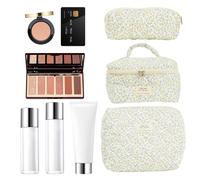 Aukojoy Ensemble de maquillage floral de grande capacité 3 pièces Trousse de toilette de voyage Organisateur pratique Trousse de toilette douce, f, 9.84 x 7.48 x 1.57Zoll, Fashion