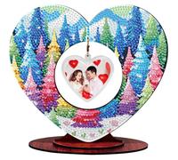 Aukojoy Impression à plat 2D DIY Impression sur bois Peinture diamant Décoration de table Décoration de table Art diamant Ornements de bureau pour adultes, accessoires de maison et de bureau