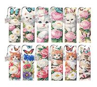 Aukojoy Lot de 12 marque-pages en diamant avec motif de paysage animal, projets artistiques, diamants de forme irrégulière, peinture diamant, marque-page pour lecteurs, maison, bureau, décoration et