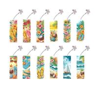 Aukojoy Lot de 12 marque-pages en diamant avec motif de paysage animal, projets artistiques, diamants de forme irrégulière, peinture diamant, marque-page pour lecteurs, maison, bureau, décoration et