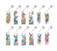 Aukojoy Lot de 12 marque-pages en diamant avec motif de paysage animal, projets artistiques, diamants de forme irrégulière, peinture diamant, marque-page pour lecteurs, maison, bureau, décoration et