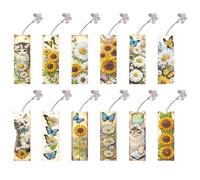 Aukojoy Lot de 12 marque-pages en diamant avec motif de paysage animal, projets artistiques, diamants de forme irrégulière, peinture diamant, marque-page pour lecteurs, maison, bureau, décoration et