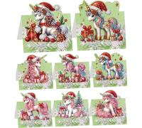 Aukojoy Lot de 8 cartes de peinture diamant à faire soi-même avec motifs de Noël, cartes de mosaïque en strass, cartes postales faites à la main pour anniversaires, Thanksgiving et occasions spéciales