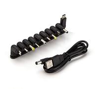 Aukru Universel Convertisseur C?ble USB 5.5 * 2.1mm Connecteur avec 10 Jack Connecteurs (5.5x2.5, 4.8x1.7, 4.0x1.7, 4.0x1.35, 3.5x1.35, 3.0x1.1, 2.5x0.7, Micro USB, Type-C, Mini USB)