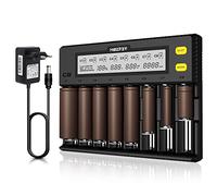 AUKSKY 18650 Chargeur de Batterie Universel avec Écran LCD pour Batteries NI-MH, NI-CD, AA, AAA, 14500, 18350, 21700, 26650, Li-ION LiFePO4, RCR123A (8 Emplacements)