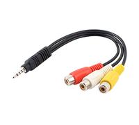 Aukson C47 Câble adaptateur jack 2,5 mm vers 3RCA femelle pour TV, DVD, AV, caméscope, câble adaptateur jack vers RCA Y 30 cm