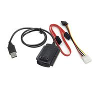 Aukson Câble adaptateur 3 en 1 USB 2.0 vers IDE/SATA Comprend une prise SATA 15 broches et un câble Molex 4 broches (bloc d'alimentation non inclus)