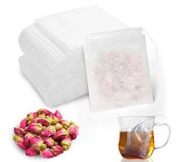 Auktransceler Lot de 400 Sachets à Thé Réutilisables en Non-Tissé - Filtres à thé et à épices de cuisine lavables - Grande Taille 8x10 cm avec Cordon-Pour Infusion、Tisane、Le Café、Cuisson.(400 Pièces)