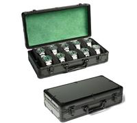 AUKURA Boîte de rangement pour montres à 10 emplacements en aluminium argenté, boîte de voyage rigide pour montre, étui rembourré pour l'affichage et l'organisation