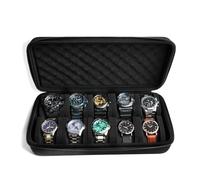 AUKURA Boîtier de montre à 10 emplacements - Boîte de rangement rigide pour montres de voyage, convient aux grandes et petites montres, support de montre rembourré