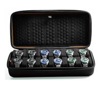 AUKURA Boîtier de montre à 12 emplacements - Boîte de rangement rigide pour montres de voyage, convient aux grandes et petites montres.