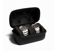 AUKURA Étui de voyage rigide à 2 emplacements pour montre pour homme et femme, avec coussin anti-mouvement (tissu noir, 2 emplacements)