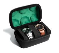 AUKURA Étui de voyage rigide et portable pour montre pour homme (noir, doublure en microfibre à 2 emplacements)