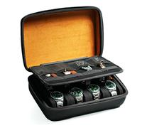 AUKURA Étui de voyage rigide pour montre, 8 emplacements, boîte de rangement avec doublure douce, avec insert pour bracelet de montre et accessoires