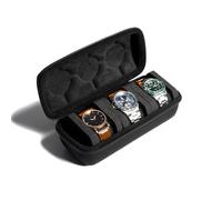 AUKURA Étui de voyage rigide pour montre avec 3 emplacements, pour homme et femme, boîtier pour rangement et exposition avec coussin anti-mouvement (tissu noir)