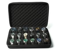 AUKURA Mallette rigide de voyage et de rangement, boîte de rangement pour montres pour présentation et organisation (18 compartiments rembourrés)