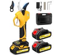 AUKUZI Sécateur électrique 50 mm avec perche 2 en 1, moteur sans balais 21 V 1000 W, 2 batteries 2000 mAh, lame SK7 en acier inoxydable, portée 2,5 m, bleu