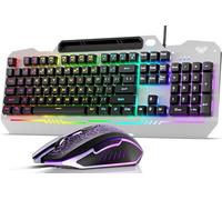 AULA Ensemble clavier et souris de jeu, clavier d'ordinateur rétroéclairé RVB et souris de jeu, ensemble de clavier de jeu filaire pour les joueurs PC Windows
