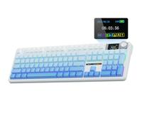 AULA F108 PRO - Clavier mécanique sans fil avec écran et bouton, clavier de jeu remplaçable à chaud avec batterie de 8000 mAh, commutateurs pré-lubrifiés, rétroéclairage RVB, touches PBT claviers