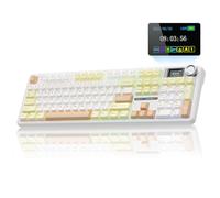 AULA F108 PRO - Clavier mécanique sans fil avec écran et bouton, clavier de jeu remplaçable à chaud avec batterie de 8000 mAh, commutateurs pré-lubrifiés, rétroéclairage RVB, touches PBT claviers