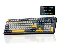 AULA F108 PRO - Clavier mécanique sans fil avec écran et bouton, clavier de jeu remplaçable à chaud avec batterie de 8000 mAh, commutateurs pré-lubrifiés, rétroéclairage RVB, touches PBT claviers