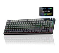 AULA F108 PRO - Clavier mécanique sans fil avec écran et bouton, clavier pleine taille avec batterie de 8000 mAh, commutateurs pré-lubrifiés, touches PBT imprimées sur le côté, claviers de jeu