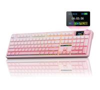 AULA F108 PRO - Clavier mécanique sans fil avec écran et bouton, clavier pleine taille avec batterie de 8000 mAh, commutateurs pré-lubrifiés, touches PBT imprimées sur le côté, claviers de jeu