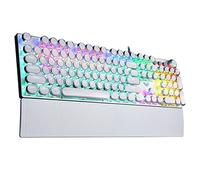 AULA F2088 Clavier de jeu mécanique style machine à écrire, rétroéclairé à DEL arc-en-ciel, repose-poignet amovible, bouton de contrôle multimédia, touches rondes rétro, punk, clavier d'ordinateur