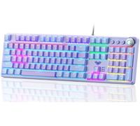 AULA F2088 Pro Clavier mécanique à 108 touches violettes avec rétroéclairage RVB arc-en-ciel, coque supérieure amovible, bouton de contrôle multimédia esthétique, clavier filaire USB programmable pour